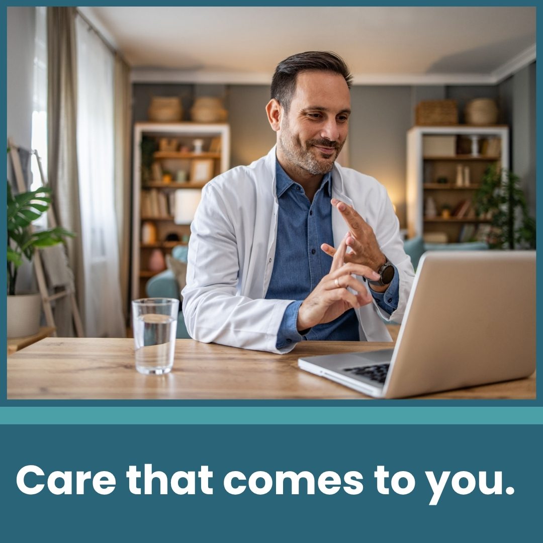 Doctor video chatting with patient online.