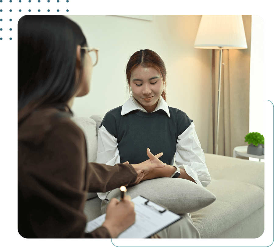 Therapist and patient during a counseling session.