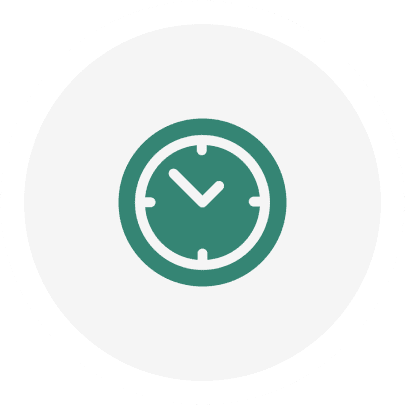 Clock icon with green circular design.