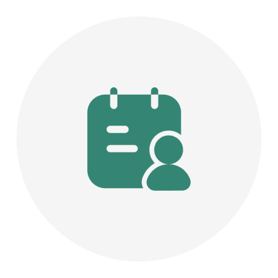 Calendar icon with user silhouette.