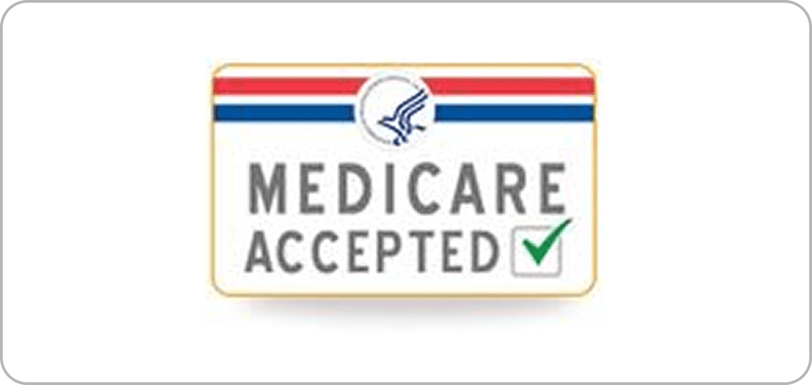 Medicare accepted sign with checkmark.
