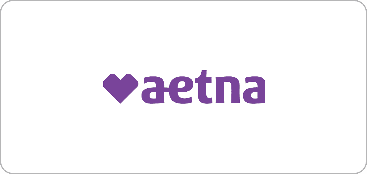 Aetna logo with purple text and heart.