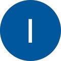 Blue circle with a white letter "I".